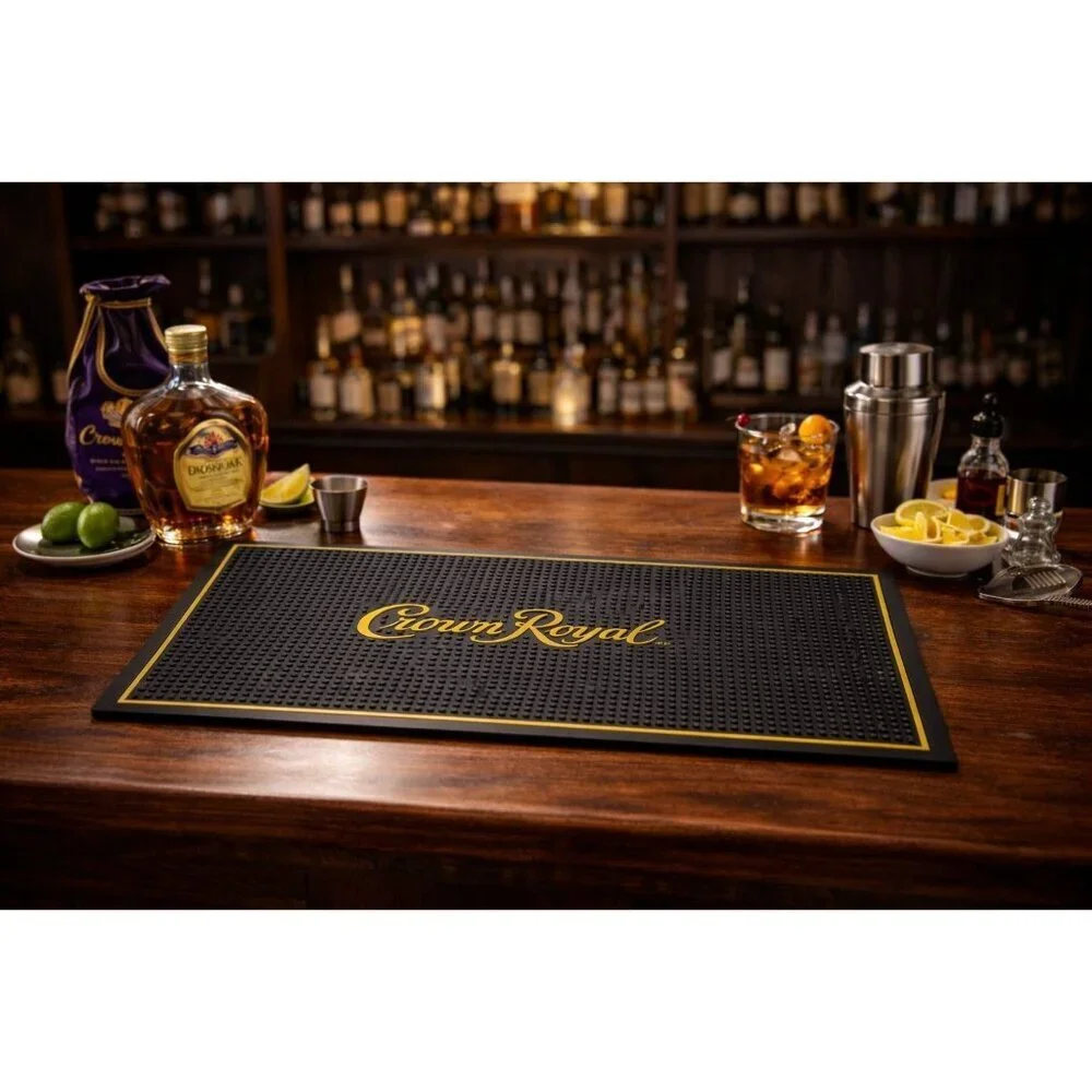 New Crown Royal Bar and Spill Mat | Canadian Whiskey Rubber Bar Mat for Drips